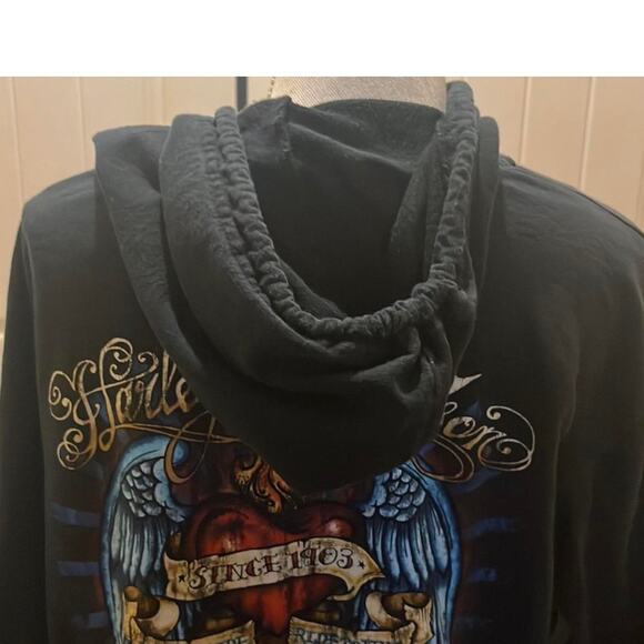 Harley Davidson black Angel wings hoodie jacket M - Picture 4 of 5